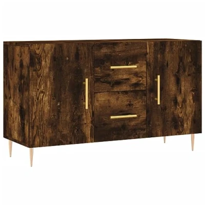 Abbildung von vidaXL Sideboard, Kommode mit viel Stauraum, Mehrzweckschrank Anrichte für Wohnzimmer, Schrank Beistellschrank Metallbeine, Modern, Räuchereiche Holzwerkstoff