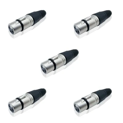 Abbildung von iYueMps 5 Stück XLR Weiblich 3Pin Buchse Steckverbinder, F Audio Mic Mikrofonstecker Lötanschluss, Kabelenden Löten Typ Adapter