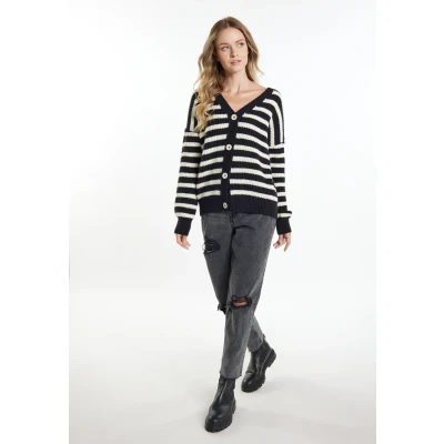 Abbildung von Dreimaster Altiplano Strickjacke, Damen, Größe: M/L, Schwarz wollweiss