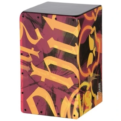 Abbildung von VOLT Cool Cajon &quot;Hell&#039;s Kitchen&quot; Design Percussion (Cajon Set inkl. Lernbuch Schule Basics + CD &amp; Seatpad, Größe:L) geeignet ab 10 Jahren