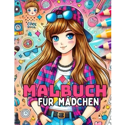 Abbildung von Malbuch für Mädchen ab 9 Jahren: Beschäftigungsbuch mit 50 Motiven (Perden, Manga Mädchen, Portraits und mehr) Teenager Malen
