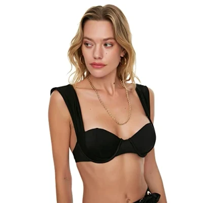 Abbildung von Trendyol Damen Dicker Aufhänger Überdachter Bikini top Top, Schwarz, 38 EU