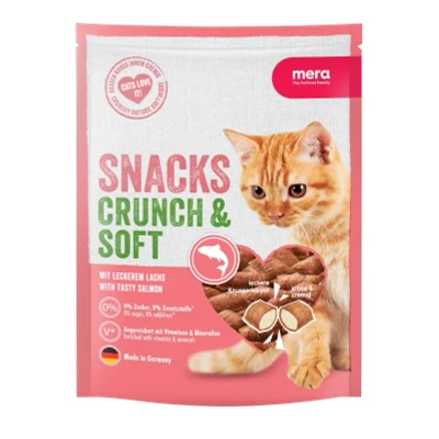 Abbildung von mera Crunch &amp; Soft Katzen Leckerlies Lachs 200g