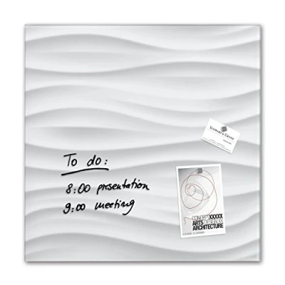 Abbildung von SIGEL GL256 Premium Glas Magnettafel 48 x cm Motiv White Wave hochglänzend, SGS geprüft, einfache Montage, incl. 3 Magnete, Artverum