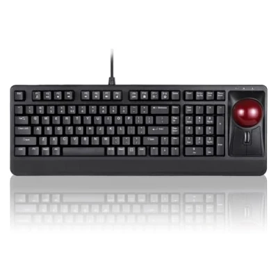 Abbildung von Perixx Periboard 522 Kabelgebundene Trackball Tastatur, eingebauter 2,17 Zoll mit Punkt und Scrollfunktion, US Layout