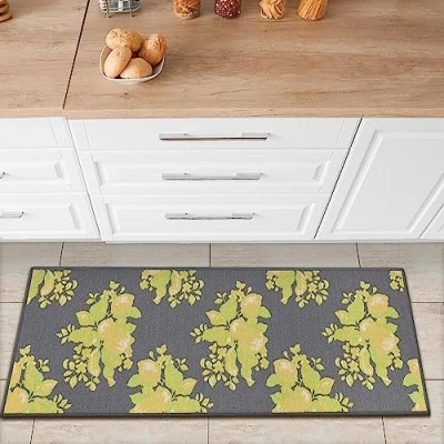 Abbildung von Ottomanson Lemon Kollektion Küchen Teppichläufer mit Zitronen Design, rutschfest, 50 cm x 150 cm, Grau
