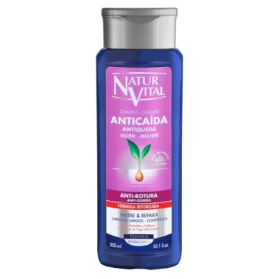 Abbildung von NaturVital Anti Ausfall Shampoo für langes Haar, ohne Parabene und Silikone, mit Saw Palmetto + Ginseng Koffein, 300 ml