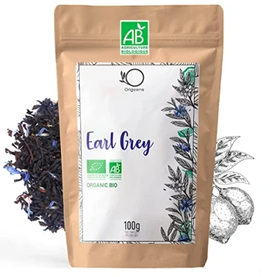 Abbildung von BIO Earl Grey Tee 100g mit Blüten, lose Schwarzer Bio, Natürliches Bergamotte Aroma, Kornblumenblüten tea