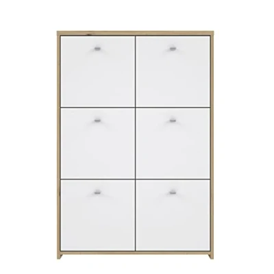 Abbildung von FORTE BEST CHEST Kommode mit 6 Türen, Holzwerkstoff, Artisan Eiche / Weiß, 77.1 x 112.5 29.6 cm