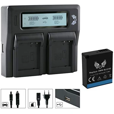 Abbildung von SK Akku Ersatz für Panasonic DMW BLG10 / BLG10E 1025mAh + LCD Dual Charger BLE9 BLE9E CS BLG10MC