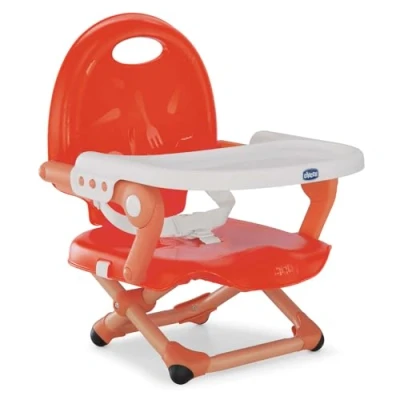 Abbildung von Chicco Pocket Snack Kindersitzerhöhung Esszimmerstuhl für Kinder von 6 Monaten bis 3 Jahren 15kg,tragbarer und verstellbarer Babyhochstuhl mit kompaktem Verschluss abnehmbarem Tablett POPPY RED
