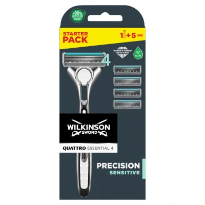 Abbildung von WILKINSON_SET Sword Quattro Titanium Sensitive Rasiermesser mit Wechselklingen 1St. + 4St