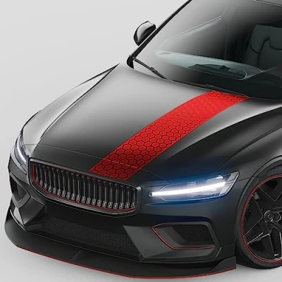 Abbildung von Finest Folia Rennstreifen Auto Aufkleber 120x25cm für Motorhaube Motorrad Bus Sticker Kfz Zubehör Tuning Dekor Design Folie Racing Streifen Dach KX079 (03 Karminrot)