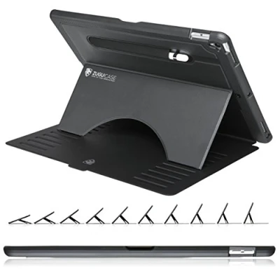 Abbildung von ZUGU iPad Pro 12.9 Hülle 2017/2015 1. / 2. Generation schlanke Schutzhülle 10 Winkel Ständer magnetisch, Stifthalter, Auto Sleep/Wake UP [ Schwarz ]