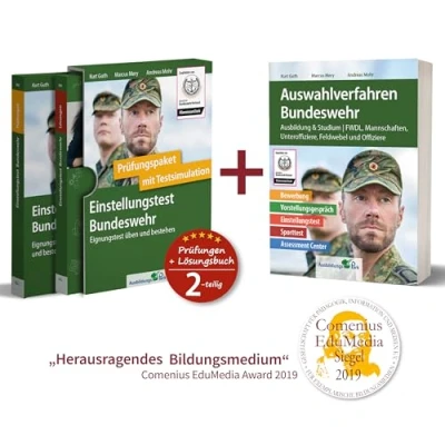 Abbildung von Sparpaket Einstellungstest + Auswahlverfahren Bundeswehr: Alles in einem Paket: Bewerbung, Vorstellungsgespräch, Einstellungstest, Assessment Center!