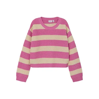 Abbildung von NAME IT Girl&#039;s NKFBILIAN LS Boxy Short Knit Strickoberteil, Cyclamen, 122/128
