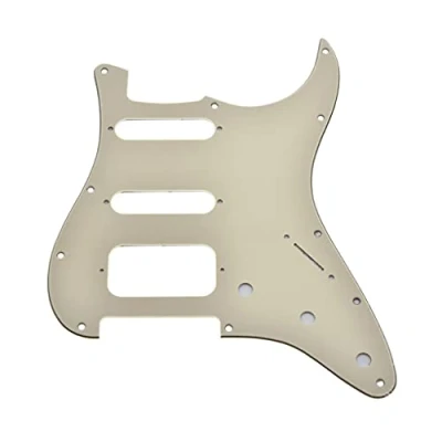 Abbildung von KAISH Northwest Guitars Pickguard für Stratocaster, 11 Löcher, 2 Schrauben, runde Ecken, Humbucking, Tonabnehmer, passend American Fender Strat, cremefarben, 3 lagig