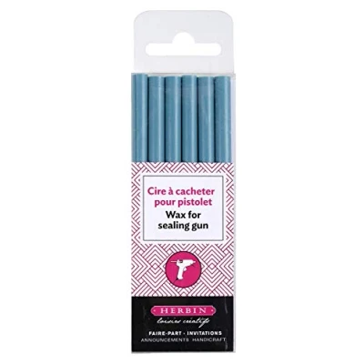 Abbildung von J.Herbin 35812T Packung mit 6 Wachsstangen für Pistole, ideal Bastelprojekte und Scrapbooking, weich, 1 Pack, türkis