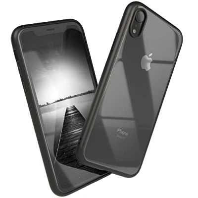 Abbildung von EAZY CASE Clear Hybrid Bumper Hülle kompatibel mit iPhone XR, Handyhülle Ultra Aufprallschutz, Stoßfest und Kratzfest, dünne Schutzhülle Kameraschutz, Slim Cover Handy Case, Schwarz