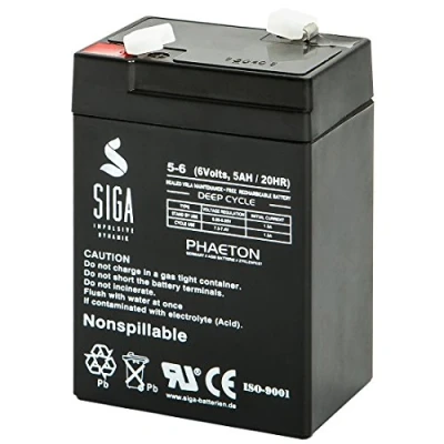 Abbildung von Blei Akku 6V 5Ah AGM VRLA GEL Batterie zyklenfest USV Bleigel 3 Varianten (5Ah)