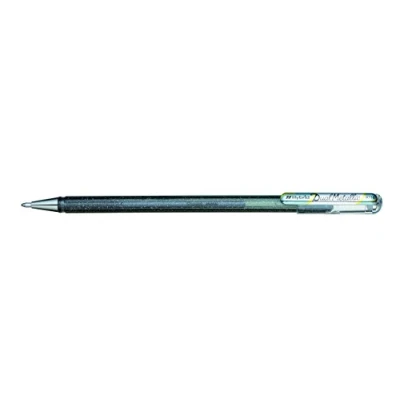 Abbildung von Pentel K110 DZX Dual Metallic Hybrid Gelroller, Glitzer Gel, 12er Pack, silber 2 verschiedene Farb Effekte auf hellem/dunklem Papier silber+metallic