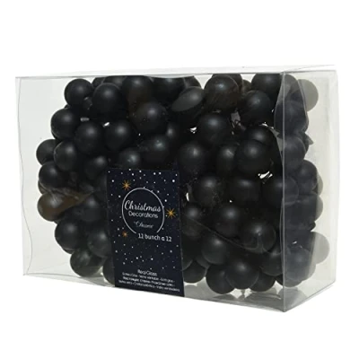 Abbildung von Kaemingk Weihnachtskugeln am Draht Glas 2cm x 144 Stück Spiegelbeeren zum Basteln Matt Schwarz