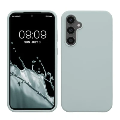 Abbildung von kwmobile Hülle kompatibel mit Samsung Galaxy S23 FE Silikon Handy Case Handyhülle weiche Oberfläche kabelloses Laden Cool Mint