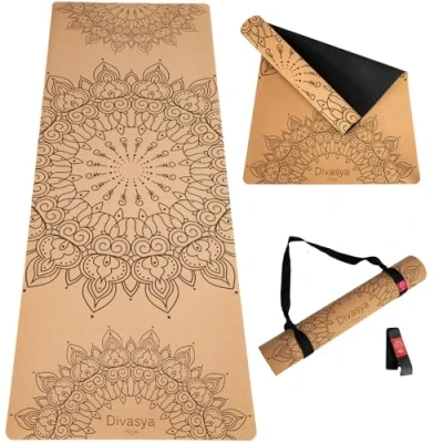 Abbildung von Kork Yogamatte aus &amp; Naturkautschuk. MANDALA Design