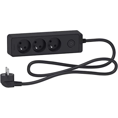 Abbildung von Schneider ST9331B Electric Steckdosenleiste, 3 Steckdosen, Typ E: 2 polig (Frankreich), schwarz, 1,5m