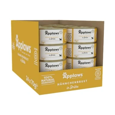 Abbildung von Applaws Premium Natural Katzenfutter Nass, Huhn in Brühe 70g Dose (Packung 24x70g)