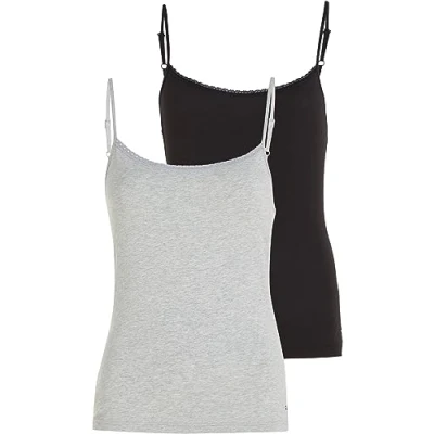 Abbildung von Tommy Hilfiger 2 Pack Cami with Lace Camisole Damen, Beige (Black/Grey Heather), L