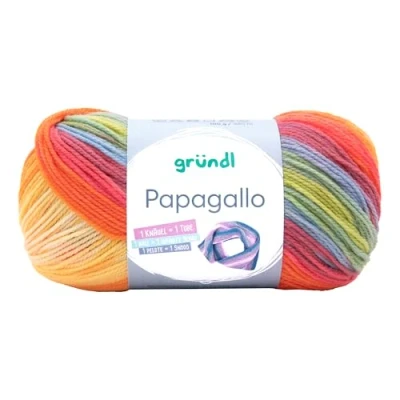 Abbildung von Gründl Wolle Papagallo Farbverlaufswolle mi Anleitung Häkelwolle, 360,00 m (Wolle zum stricken oder häkeln, Farbverlaufsgarn, Strickwolle, Strickgarn, Handstrickgarn), 100% Polyacryl, ohne Schurwolle, auch für Allergiker geeignet