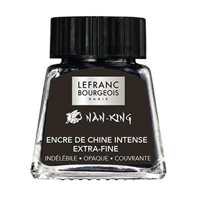 Abbildung von Lefranc &amp; Bourgeois 301321 Nan King Kalligrafie und Zeichentusche, pigmentierte Tusche, hohe Farbbrillanz, Leuchtkraft für feinste Zeichnungen, Skizzen, 14ml Flasche Schwarz