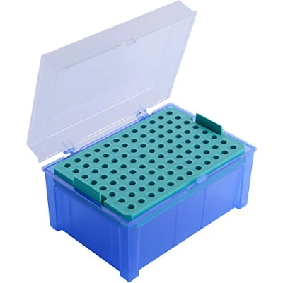 Abbildung von Moonlab 4 0074 Leere Box für Pipettenspitzen, 96 Plätze, PP, 0.2 10 µL, Blau