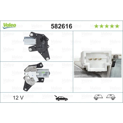 Abbildung von VALEO ORIGINAL PART 582616 Scheibenwischermotor 12 hinten für Links /Rechtslenker RENAULT: Clio 3, 2, III Grandtour