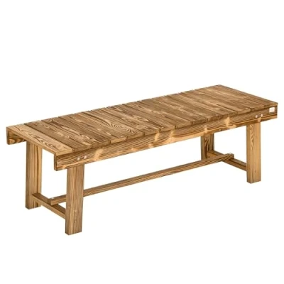 Abbildung von Outsunny Gartenbank, 2 Sitzer Sitzbank, Gartenmöbel, Rustikale Bank, Massivholz, Natur, 110 x 38 35 cm