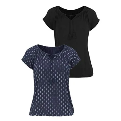 Abbildung von Lascana Vivance 2 pack Strandaccessoire navygemustert+schwarzuni, Damen, Größe: 36/38, Navy gemustert+schwarz uni