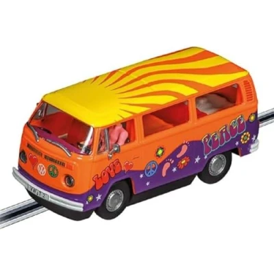 Abbildung von Carrera® Rennbahn Auto VW Bus T2b &quot;Peace and Love&quot;, mit Lichteffekt