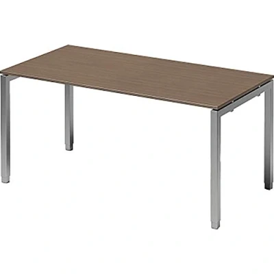 Abbildung von BISLEY Cito Schreibtisch, 650 850 mm höheneinstellbares U Gestell, Metall, Wn355 Dekor Nußbaum, Gestell Silber, 80 x 160 85 cm