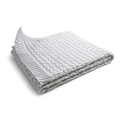 Abbildung von SonnenStrick 3009002 Babydecke/Kuscheldecke/Strickdecke aus 100% Bio Baumwolle kba made in Germany, 100 x 90 cm, silbergrau (Silbergrau)