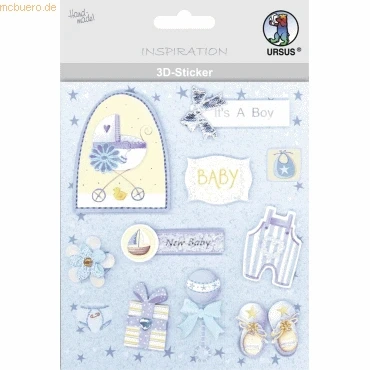 Abbildung von Ursus 56420064 3D Sticker Baby, bestehend aus mehreren Ebenen, verschiedenen hochwertigen Materialien, selbstklebend, ideal zum Verzieren von Grußkarten und Geschenken, Motiv 64
