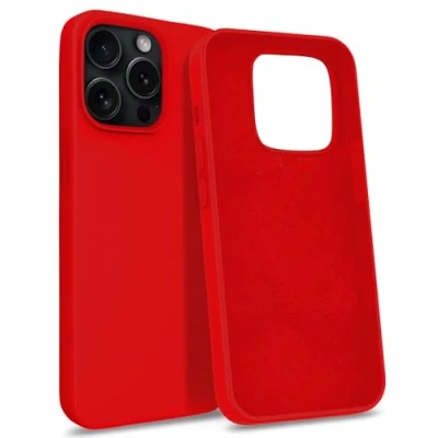 Abbildung von MyGadget Hülle kompatibel mit iPhone 15 Pro Gummierte Handyhülle [ 3 Layer Struktur ] Schutzhülle Soft Inlay &amp; Hardcase Cover außen Rot