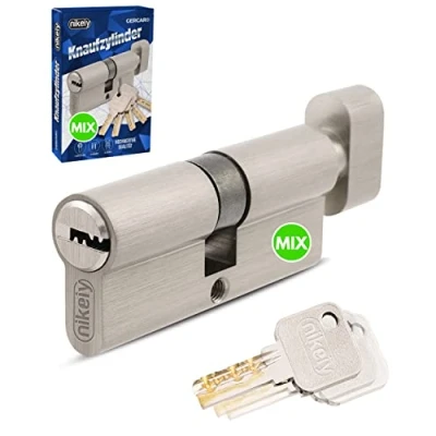 Abbildung von GERCAR Pro Schließanlage DIY MIX Knaufzylinder 45/45 Schließzylinder gleichschließend nach wunsch kombinierbar Zylinderschloss 90 mm A:45 B:45 selbst zusammenstellen mit einem Schlüssel