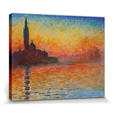 Abbildung von 1art1 Claude Monet Poster Abendstimmung In Venedig, 1908 Bilder Leinwand Bild Auf Keilrahmen XXL Wandbild Kunstdruck Als Leinwandbild 50x40 cm