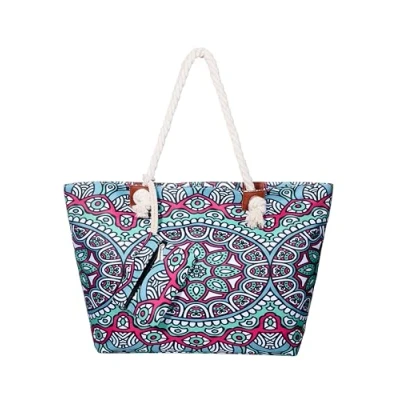 Abbildung von DonDon Badetasche XXL Familie Strandtasche Damen mit Reißverschluss Beach bag groß Indian Temple