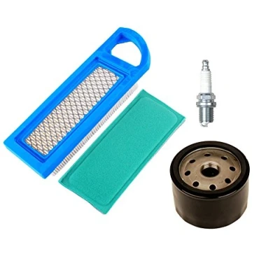 Abbildung von OxoxO 697014 697153 Luftfilter und 697015 Vorfilter mit 696854 795890 Ölfilter Zündkerze für Briggs &amp; Stratton Rasenmäher Motoren