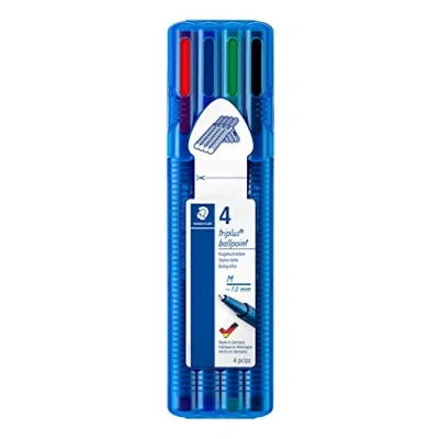 Abbildung von STAEDTLER 437 MSB4 ST Kugelschreiber triplus ball (ergonomischer Dreikantschaft, Linienbreite M, wischfest, aufstellbare Box mit 4 Farben)