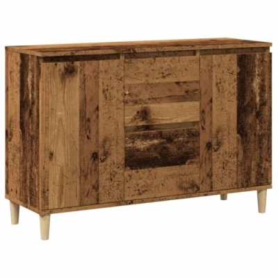 Abbildung von vidaXL Sideboard, Kommode mit 2 Schubladen Türen, Anrichte Schrank für Wohnzimmer, Beistellschrank Mehrzweckschrank, Altholz Optik Holzwerkstoff