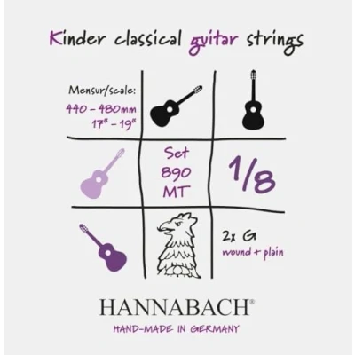Abbildung von Hannabach 890 Kindergitarrensaiten 1/8 (Mensur: 44 48 cm) Satz