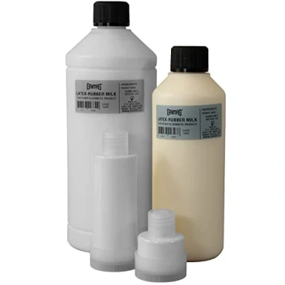 Abbildung von GRIMAS Latexmilch, 500ml, professionelles flüssiges Latex zur Erstellung von Special Make Up, Zombies, Halloween, Wunden, Narben, FX Schminke und Abgüssen, trocknet transparent, Latexrubber milk